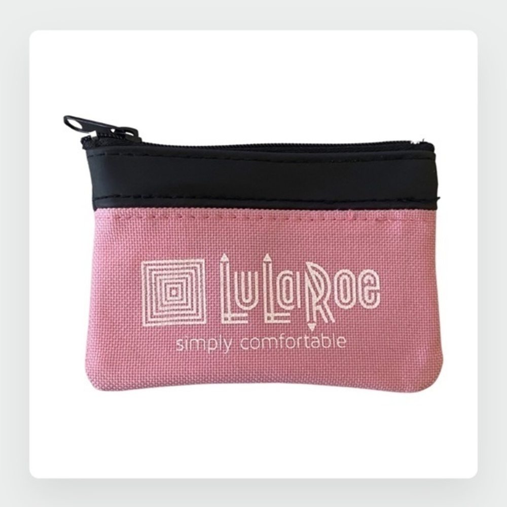 NEW LuLaRoe Pink Canvas Coin Purse Keychain